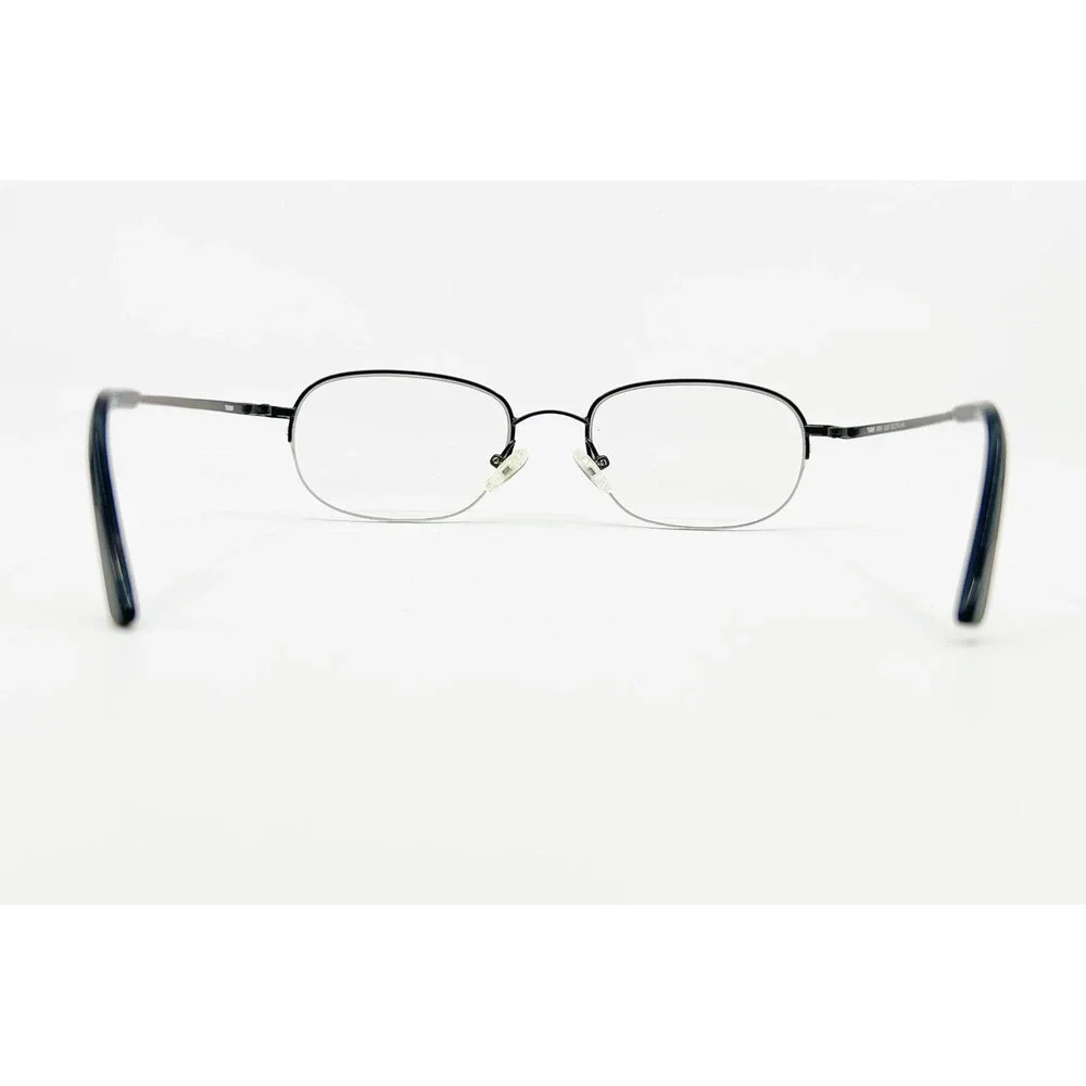 Tura Eyeglass Frames Mens Black Semi Rimless Metal Oval 48-20-140